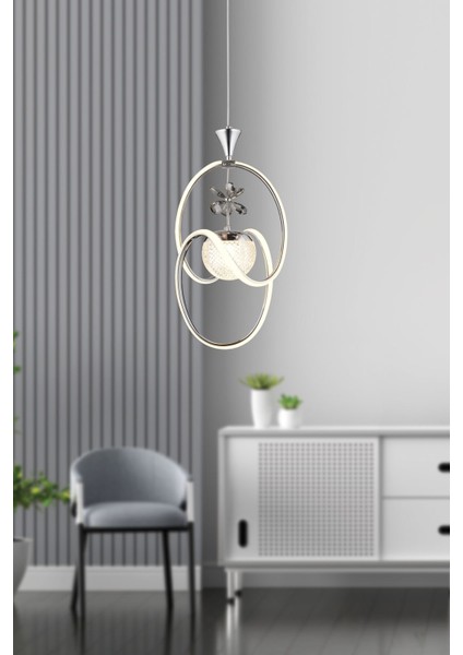 Badem Krom 3 Renk Toplu Taşlı Modern Sarkıt LED Avize modelleri