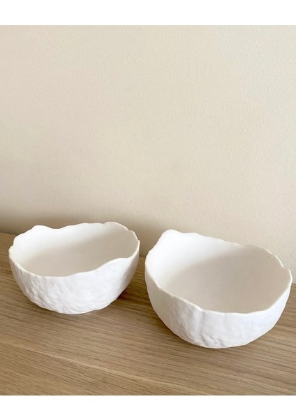 Kıvrımlı Dokulu Dekoratif Beyaz Kase 13 cm modelleri