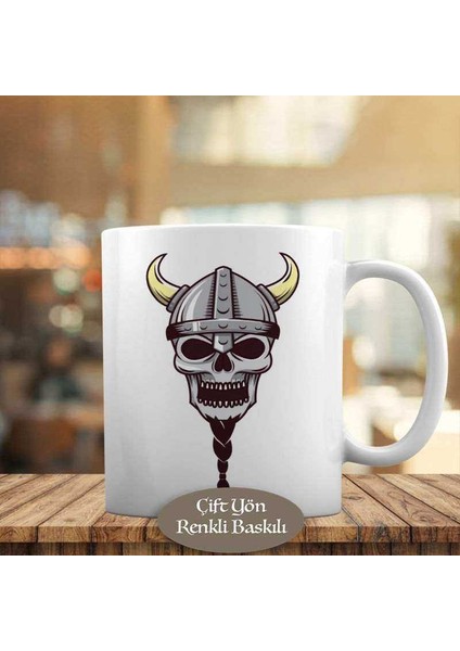 Viking Skull Iskelet Kafatası Baskılı Kupa Bardak Hediyelik-69