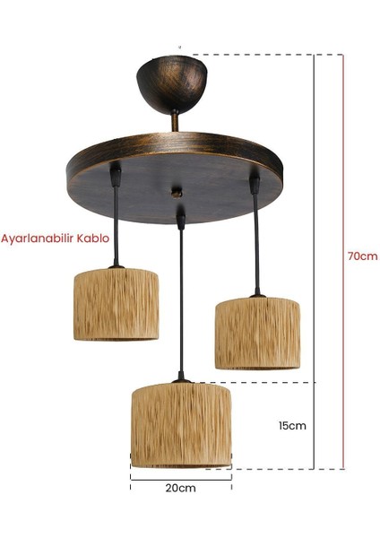 Escargot 3'lü Sarkıt Avize Natural