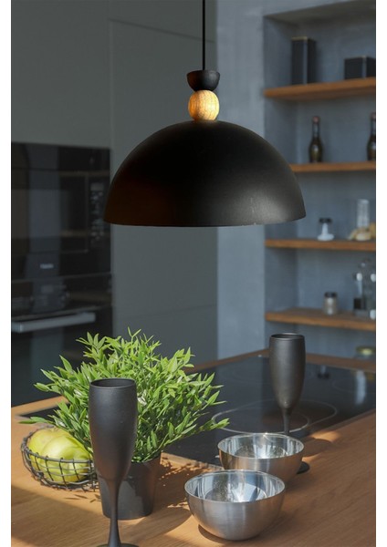 Yimpi Siyah Avize Tekli Sarkıt Salon Mutfak Kuaför Cafe Lamba Dekoratif Aydınlatma Pastane indirimleri