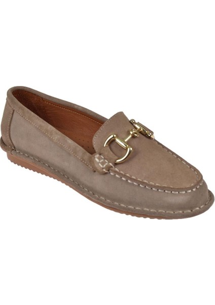 224 Hakiki Rok Deri Taba & Bej Ortopedik Tokalı Kadın Loafer Babet fiyatları