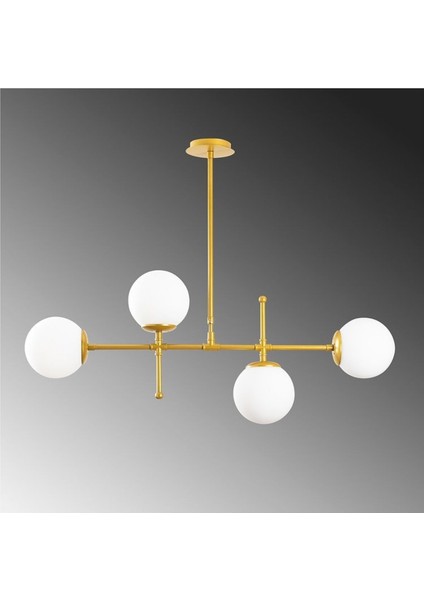 Dörtlü Gold Model Modern Glop Beyaz Cam Avize modelleri
