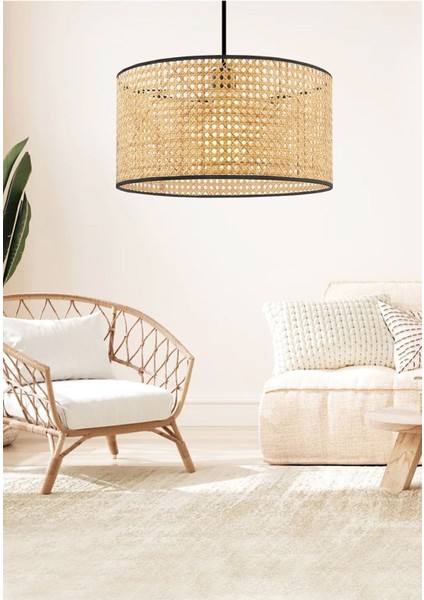 Çok Renkli E x clusive Orijinal Hazeran Rattan Sarkıt 38 cm AYD-3320 1 Hasır 30 x 22 Modern E27 Salon