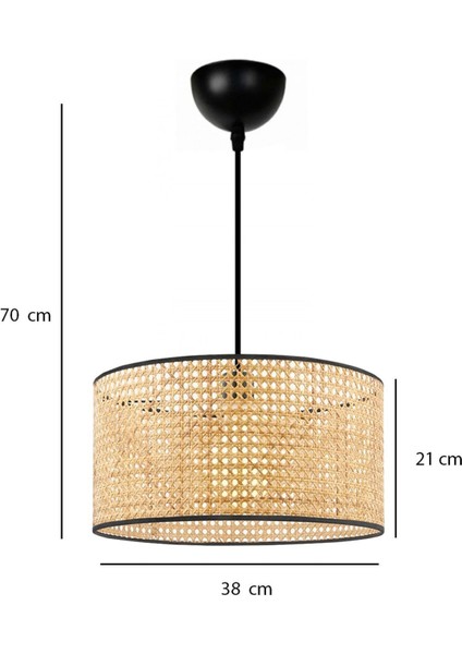 Çok Renkli E x clusive Orijinal Hazeran Rattan Sarkıt 38 cm AYD-3320 1 Hasır 30 x 22 Modern E27 Salon