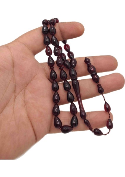 Bordo Gözyaşı Model Toz Kehribar Tesbih