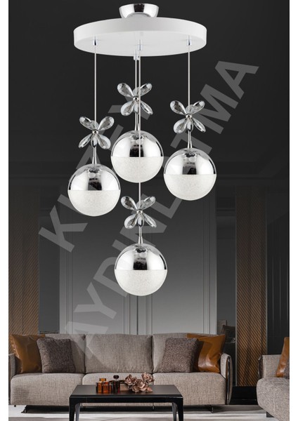 Efna 4 Lü Beyaza Krom 3 Renk Ledli Modern Aydınlatma