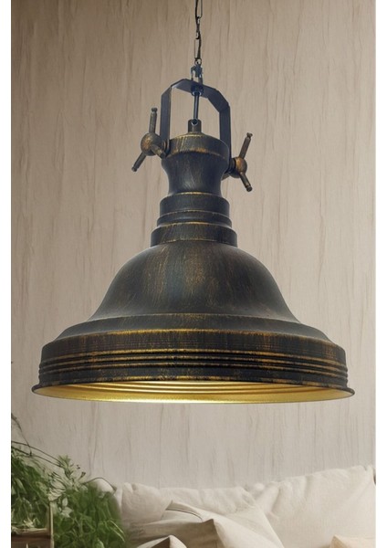 Ulmete Eskitme Rengi Tekli Sarkıt Avize Salon Ofis Otel Restoran Avizeleri Vintage Tasarım