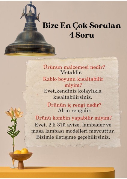 Ulmete Eskitme Rengi Tekli Sarkıt Avize Salon Ofis Otel Restoran Avizeleri Vintage Tasarım fiyatları