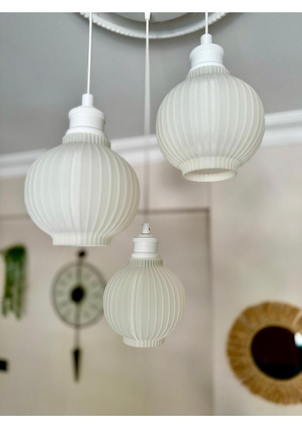 Bohem 3'lü Beyaz Sarkıt Avize - 3 Başlıklı Avize Modern Tasarım Yatak Odası Salon Yemek Odası modelleri