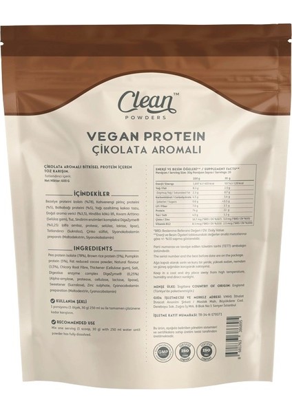 Powders Vegan Protein 600 gr Çikolata