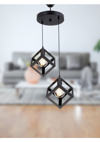 Lila Küp Model Sarkıt 2 Li Metal Avize Modern