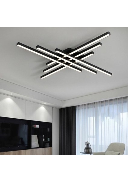 Kepez / Plafonyer Avize / 100 cm / 6 Çubuk / Antrasit Gövde / 3 Renk Işık