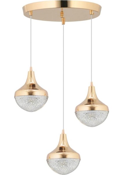 Talu 3'lü Gold 3 Renk Ledli Lü x Sarkıt Modern LED Avize