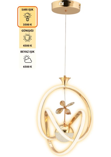Happy Kumandalı 3 Renk Işık Özellikli Dimmerli Modern Kaplama Sarkıt LED Avize Salon Mutfak Avize
