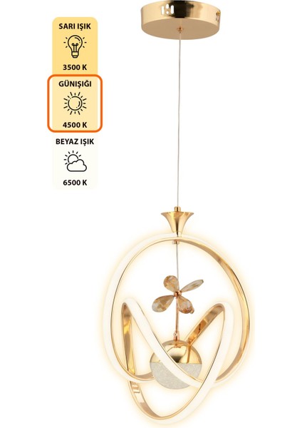 Happy Kumandalı 3 Renk Işık Özellikli Dimmerli Modern Kaplama Sarkıt LED Avize Salon Mutfak Avize