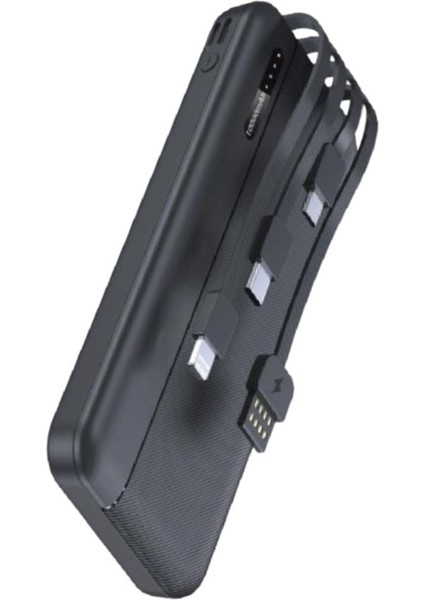Powerbank 10000MAH Hızlı Kablosuz Şarj Çift Giriş Mikro Type-C USB Lightning 4 Kablolu Güç Kaynağı