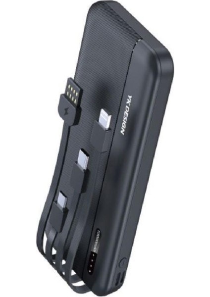 Powerbank 10000MAH Hızlı Kablosuz Şarj Çift Giriş Mikro Type-C USB Lightning 4 Kablolu Güç Kaynağı fırsatları