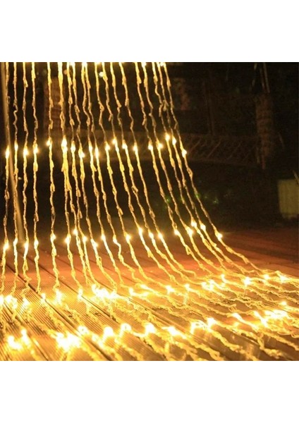 Yılbaşı Işığı Akan LED Işık 10 Dal 180 LED Modlu 3.20X2.60 Metre Akar LED Şelale Gün Işığı LED Işık