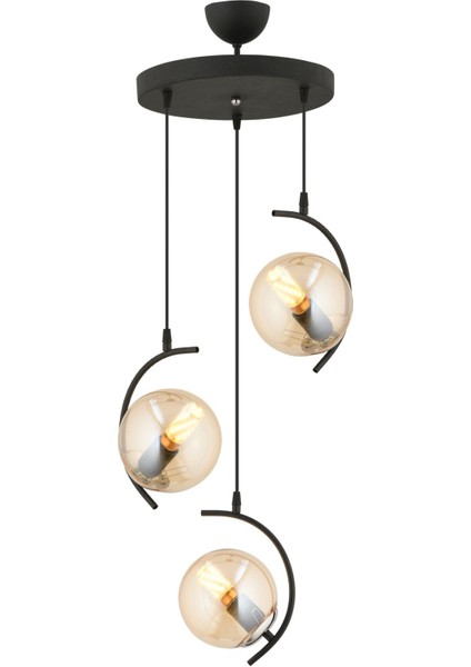 Evren 3 Lü Modern (Bal Glop Camlı) Salon Yatak Odası Mutfak Genç Odası Avize