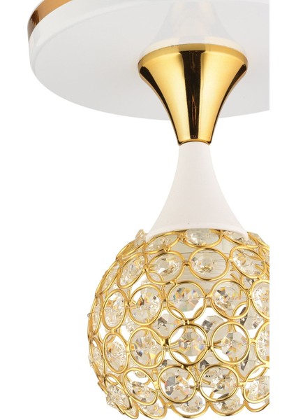 Yağmur Kristal Top Beyaz Gold Yaldızlı Tepsili Tekli Modern Lüks Avize fiyatları