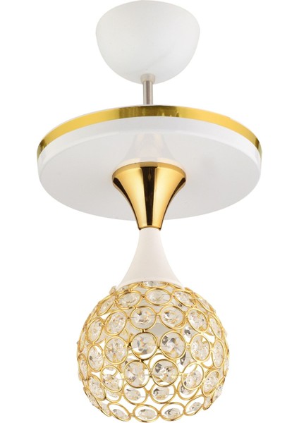 Yağmur Kristal Top Beyaz Gold Yaldızlı Tepsili Tekli Modern Lüks Avize fırsatları