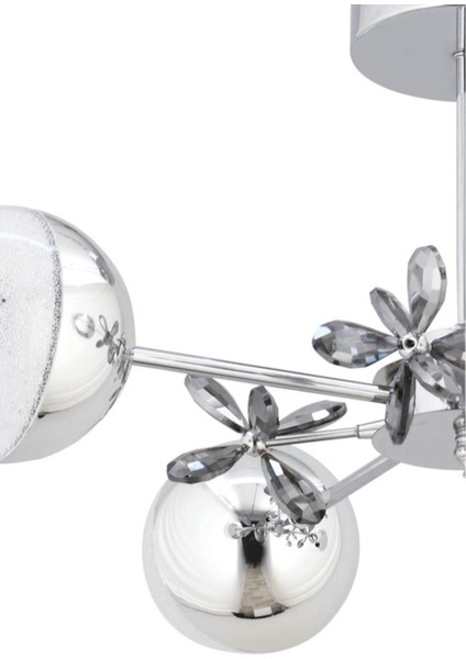 Ledli Nairobi Gümüş 4'lü Kristal Taşlı Lü x Modern LED Avize modelleri