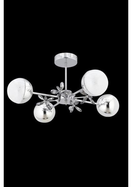 Ledli Nairobi Gümüş 4'lü Kristal Taşlı Lü x Modern LED Avize fırsatları