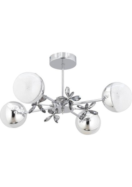 Ledli Nairobi Gümüş 4'lü Kristal Taşlı Lü x Modern LED Avize indirimleri