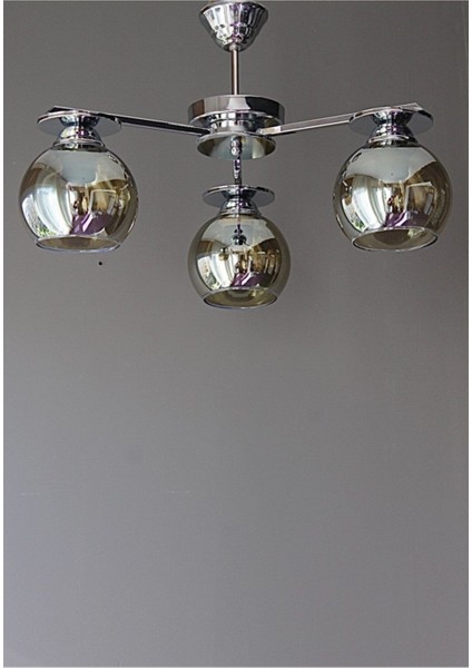 Adınlatma Salon Oda Mutfak Modern Krom Füme Camlı Efes 3lü Avize fiyatları