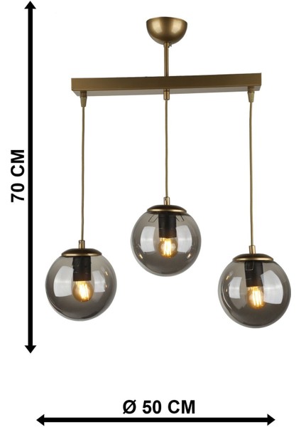 Alegro 3.lü Sıralı Avize Eskitme Füme Cam fırsatları