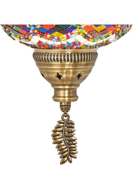 Mozaik Lamba Osmanlı Otantik Renkli Camlı El Yapımı Boho Sarkıt Avize, 3 Büyük Cam, 100 cm , Beyaz modelleri