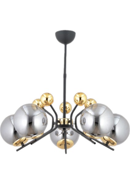 Beste 5 Li Modern (Siyah Gold) Füme Glop Camlı Salon Yatak Odası Mutfak Genç Odası Avize fiyatları