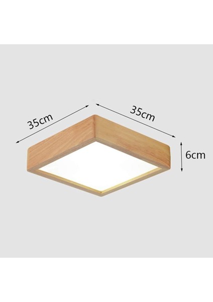 Ahşap Çerçeve Tavan LED Aydınlatma Avize 30 x 30 cm Salon Yatak Odası Mutfak 3000K Gün Işığı Kare