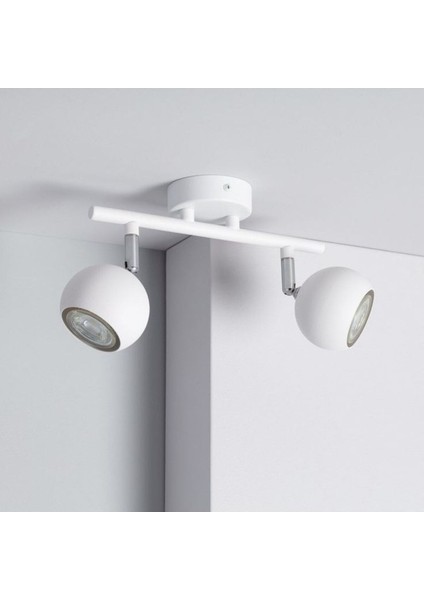 Retro Metal Beyaz 2 Li 180 Derece Hareketli LED Spot Avize Günışığı Ampullü