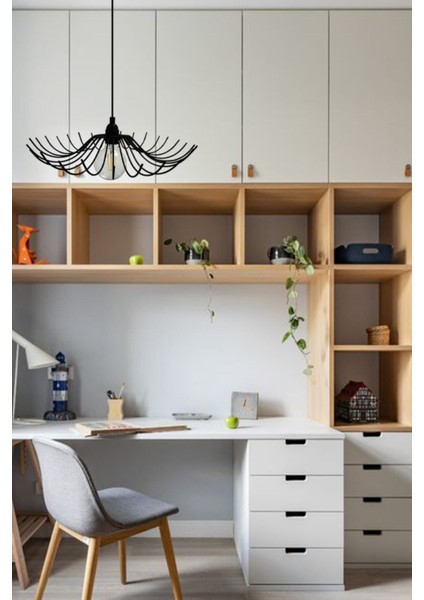 Folded Siyah Metal Avize Mutfak Salon Cafe Ofis Pastane Tekli Sarkıt Lamba Aydınlatma Modeli