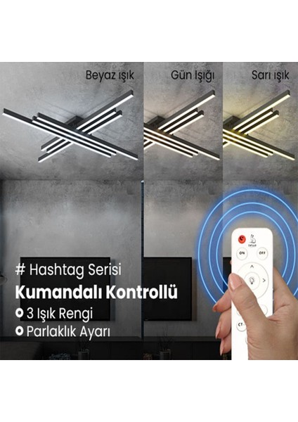 Siyah 3 Işık Rengi #3 LED Tavan Lambası,avize,modern Aydınlatma,dekoratif Işık