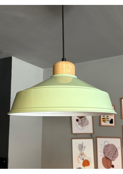 Mint Tekli Avize Ahşap Başlık Retro Sarkıt Lamba Restoran Salon Aydınlatma