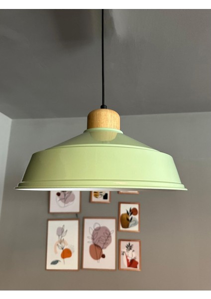 Mint Tekli Avize Ahşap Başlık Retro Sarkıt Lamba Restoran Salon Aydınlatma indirimleri