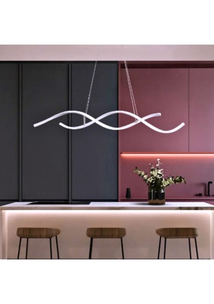 Dominik Beyaz Kasa Beyaz Işık Sıralı Ledli Avize