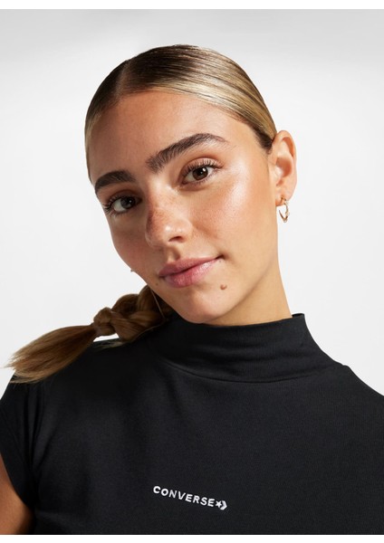 Siyah Kadın Yuvarlak Yaka Slim Fit T-Shirt 10026789.001 Wordmark Fashıon Top B fırsatları