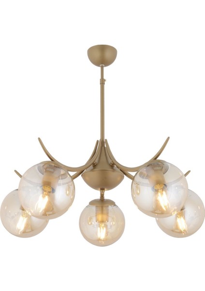 Germaine 5'li Yuvarlak Eskitme Bal Camlı Modern Oturma Odası Salon Avize fiyatları