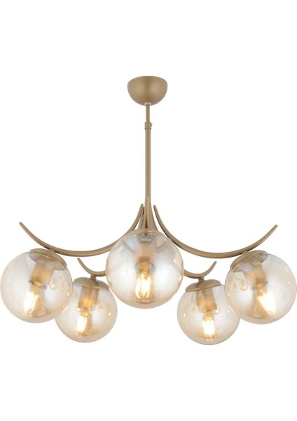 Germaine 5'li Yuvarlak Eskitme Bal Camlı Modern Oturma Odası Salon Avize modelleri