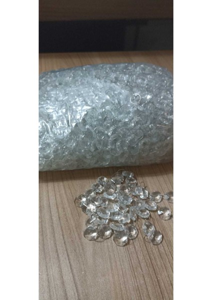 2000LI Oktagon Taş + Krom Gümüş Halka Hazır Yapılı Paket Avize Taşı Organizasyon Düğün Süsleme