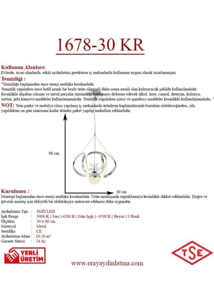 1688-30 Krom LED Avize modelleri