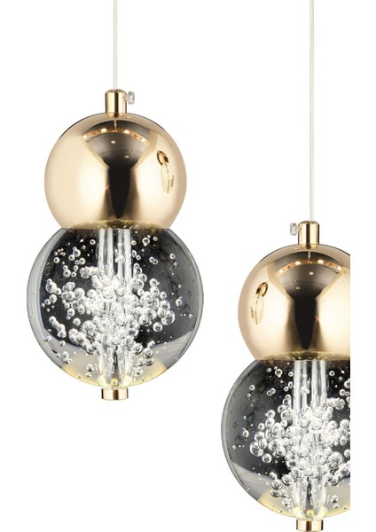 Sasha 3'lü Yuvarlak 3 Renkli 48 Watt Gold Kristal Ledli Modern Oturma Odası Salon Sarkıt Avize fırsatları