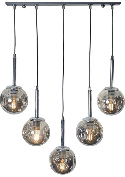 Liza 5 Li Krom-Siyah Metal Gövde Füme Camlı Tasarım Lü x Sarkıt Avize fırsatları