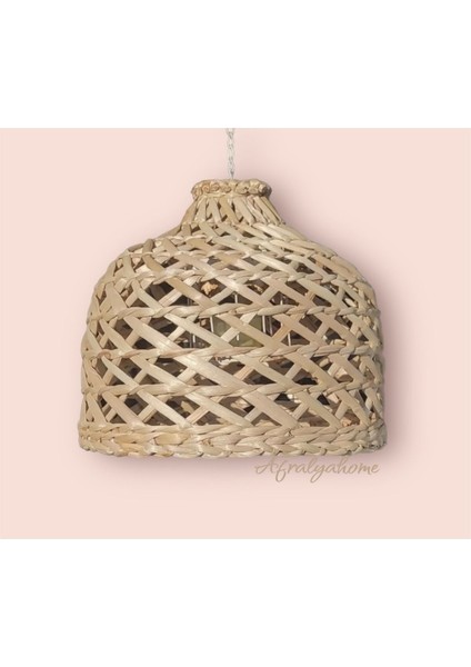 Hasır Dekoratif Bahçe / Salon / Antre / Mutfak Avize 30 cm - Rattan - Bambu - Bohem