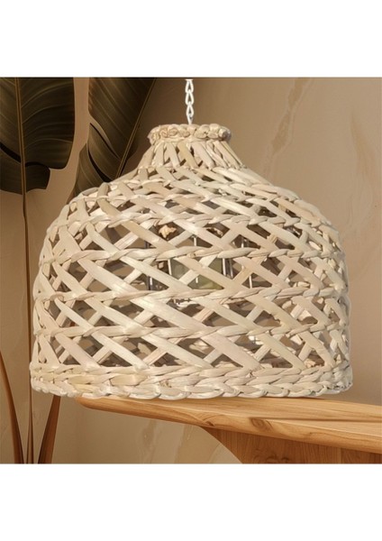 Hasır Dekoratif Bahçe / Salon / Antre / Mutfak Avize 30 cm - Rattan - Bambu - Bohem