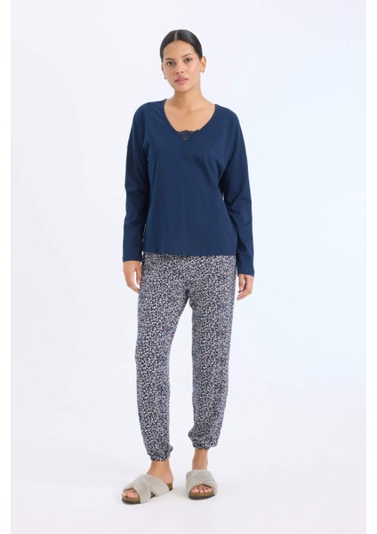 Fall in Love Pijama Takımı Uzun Kollu Üst Desenli Uzun Alt E2357AX24WN